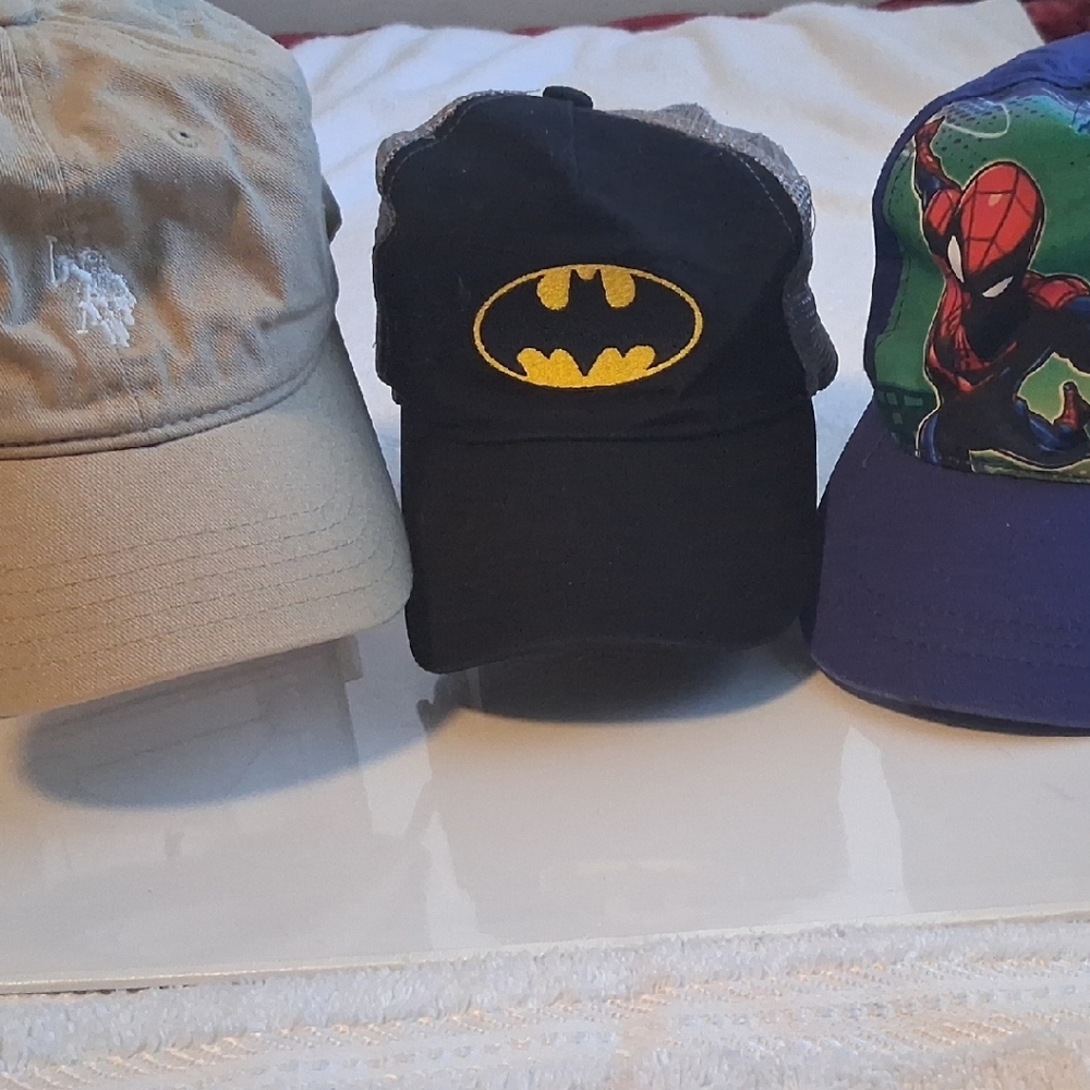3 boys' caps | Batman, Spider-Man and Polo  One size fits all